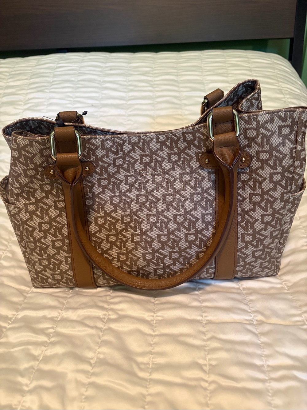 DKNY Brown & Tan Monogram Small Tote. NEW with tags